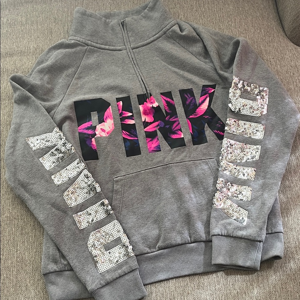 PINK Victoria's Secret Gray Sequin Sweatshirt